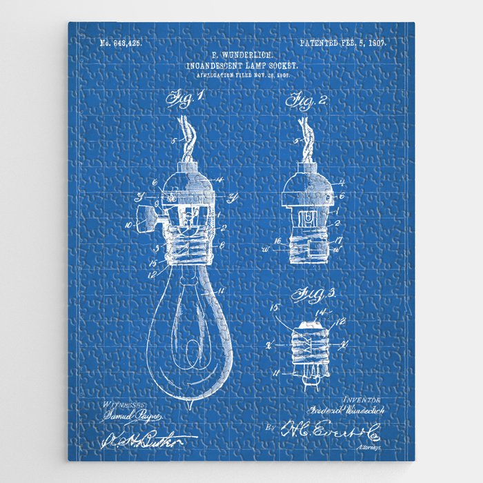 Light Bulb Patent - Designer Industrial Design Art - Blueprint Jigsaw Puzzle Gallery Image 1