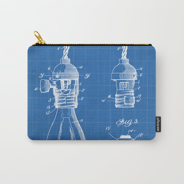 Light Bulb Patent - Designer Industrial Design Art - Blueprint Carry All Pouch Gallery Image 1
