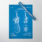 Light Bulb Patent - Designer Industrial Design Art - Blueprint Wrapping Paper Gallery Image 1