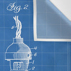 Light Bulb Patent - Designer Industrial Design Art - Blueprint Wall Tapestry Gallery Image 3