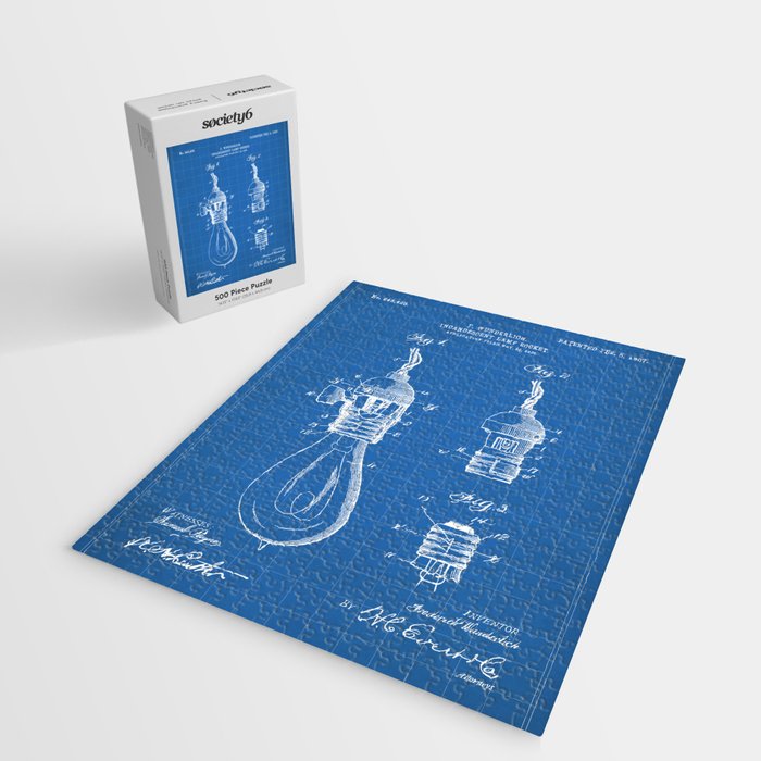 Light Bulb Patent - Designer Industrial Design Art - Blueprint Jigsaw Puzzle Gallery Image 2