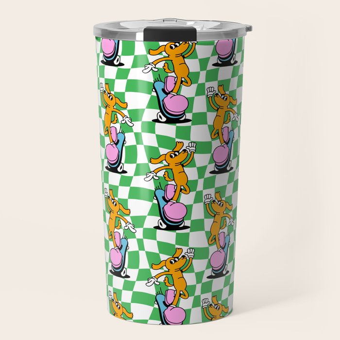 Retro dog cartoon character pattern Travel Mug Gallery Image 1
