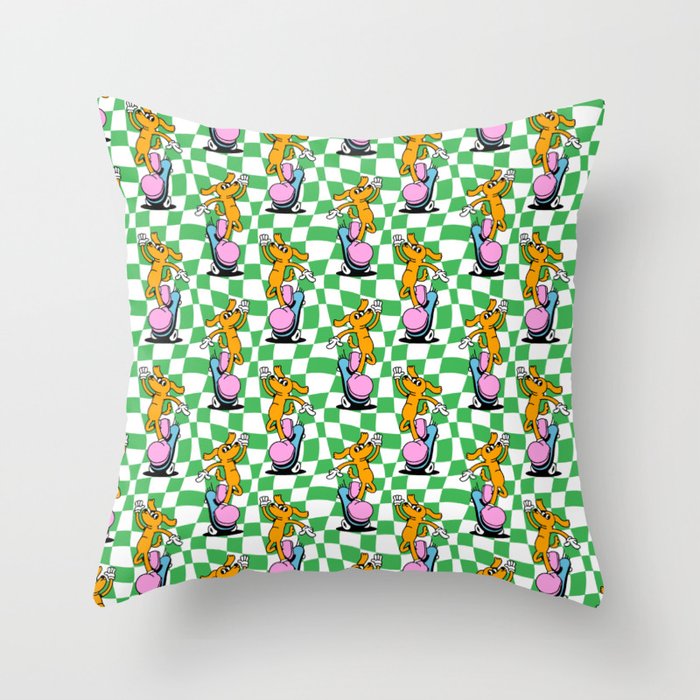 Retro dog cartoon character pattern Throw Pillow Gallery Image 6