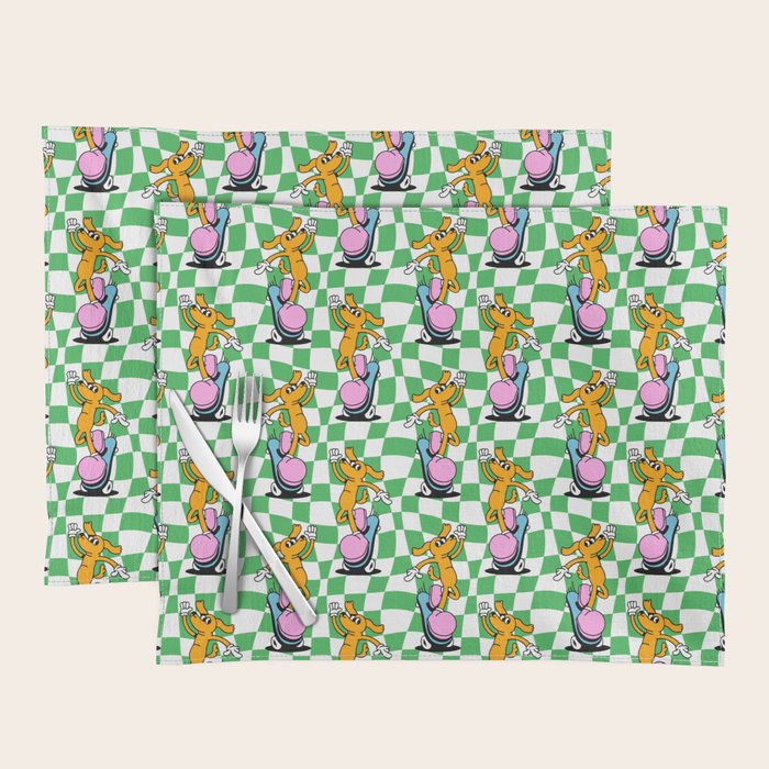 Retro dog cartoon character pattern Placemat Gallery Image 1
