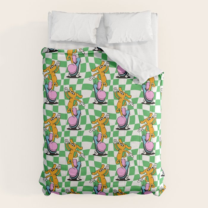 Retro dog cartoon character pattern Comforter Gallery Image 1