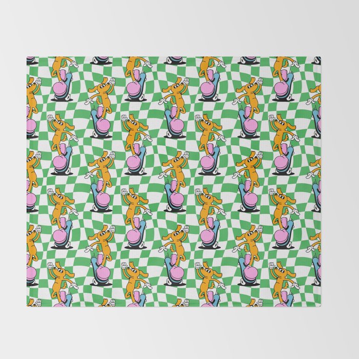 Retro dog cartoon character pattern Throw Blanket Gallery Image 2