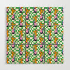 Retro dog cartoon character pattern Wood Wall Art Gallery Image 1