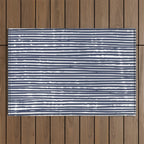Abstract Stripes Pattern, Indigo, Navy Blue Outdoor Rug Gallery Image 1