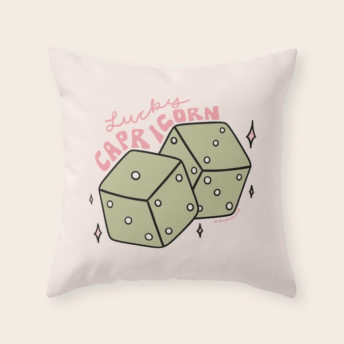 Capricorn Dice Throw Pillow Gallery Image 1