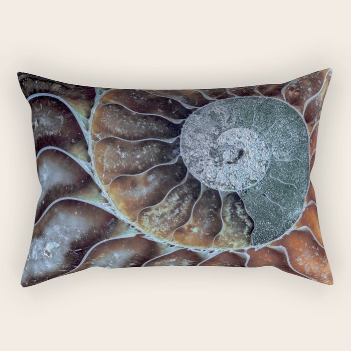 Spiral Ammonite Fossil Rectangular Pillow Gallery Image 2