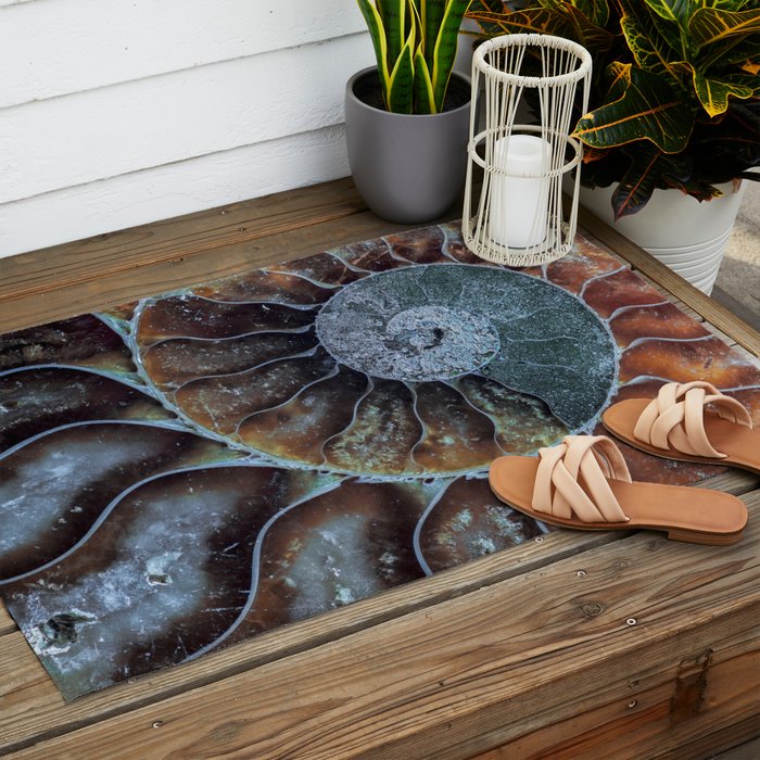 Spiral Ammonite Fossil Outdoor Rug Gallery Image 2