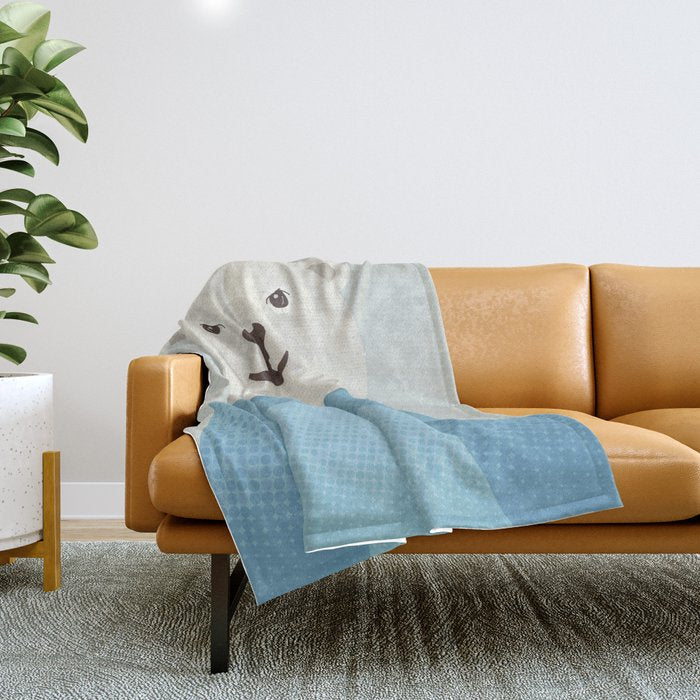 Whimsy Polar Bear, Animal Portrait Throw Blanket Gallery Image 1