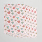 Happy Daisy Pattern, Cute and Fun Smiling Colorful Daisies Wrapping Paper Gallery Image 3