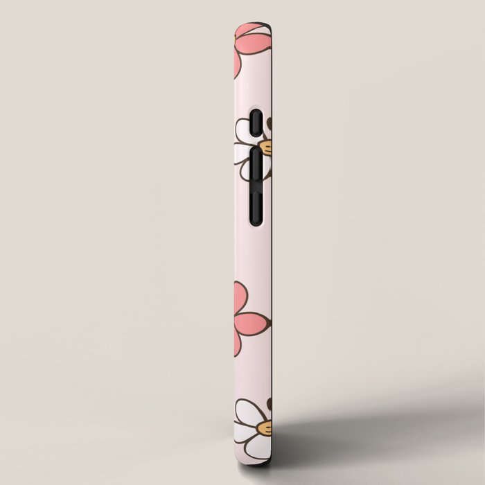 Happy Daisy Pattern, Cute and Fun Smiling Colorful Daisies iPhone Case Gallery Image 2
