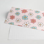 Happy Daisy Pattern, Cute and Fun Smiling Colorful Daisies Wrapping Paper Gallery Image 2
