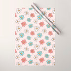 Happy Daisy Pattern, Cute and Fun Smiling Colorful Daisies Wrapping Paper Gallery Image 1