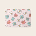 Happy Daisy Pattern, Cute and Fun Smiling Colorful Daisies Bath Mat Gallery Image 1
