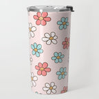Happy Daisy Pattern, Cute and Fun Smiling Colorful Daisies Travel Mug Gallery Image 2