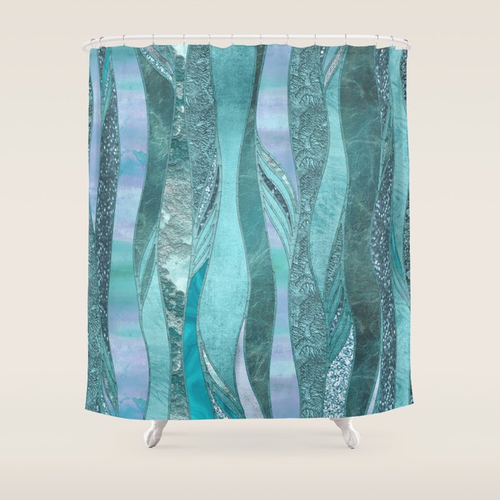 Precious Aqua And Turquoise Glamour Shower Curtain Gallery Image 1