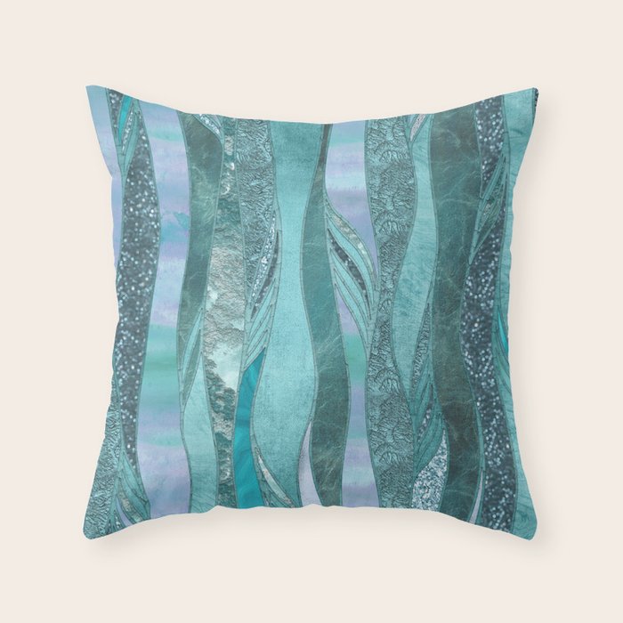 Precious Aqua And Turquoise Glamour Throw Pillow Gallery Image 1