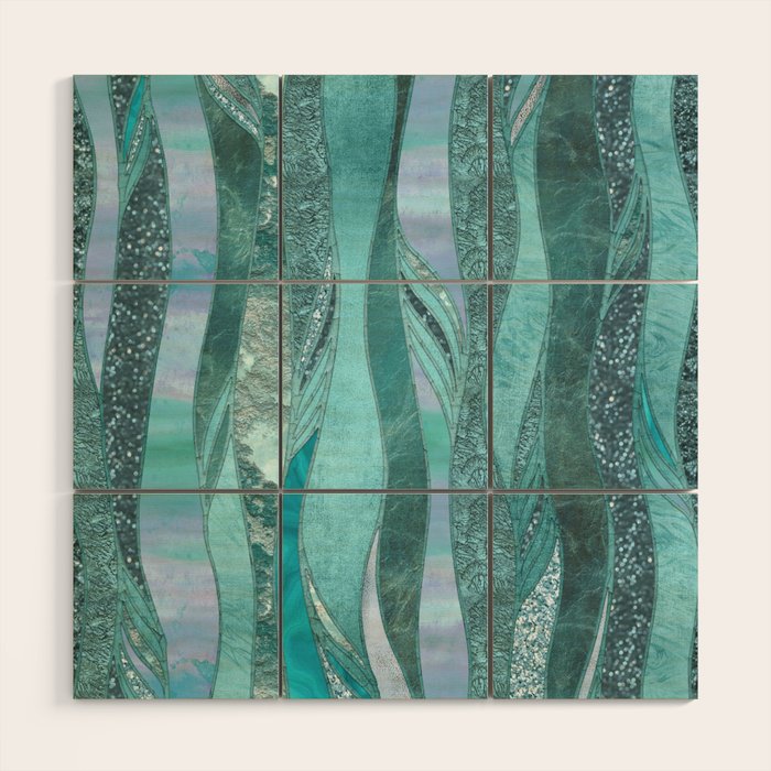 Precious Aqua And Turquoise Glamour Wood Wall Art Gallery Image 1