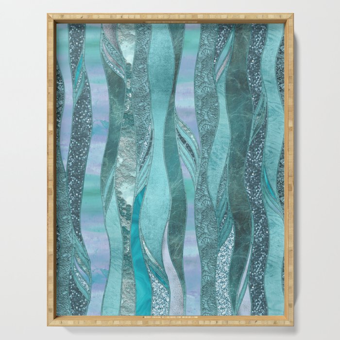Precious Aqua And Turquoise Glamour Serving Tray Gallery Image 1