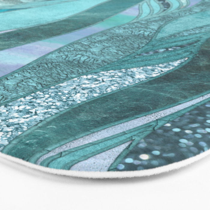Precious Aqua And Turquoise Glamour Bath Mat Gallery Image 3