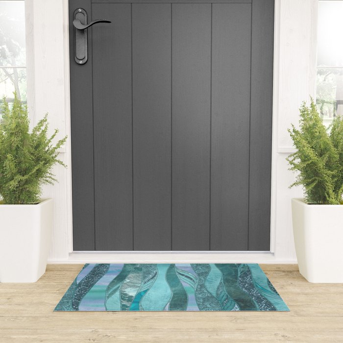 Precious Aqua And Turquoise Glamour Welcome Mat Gallery Image 3