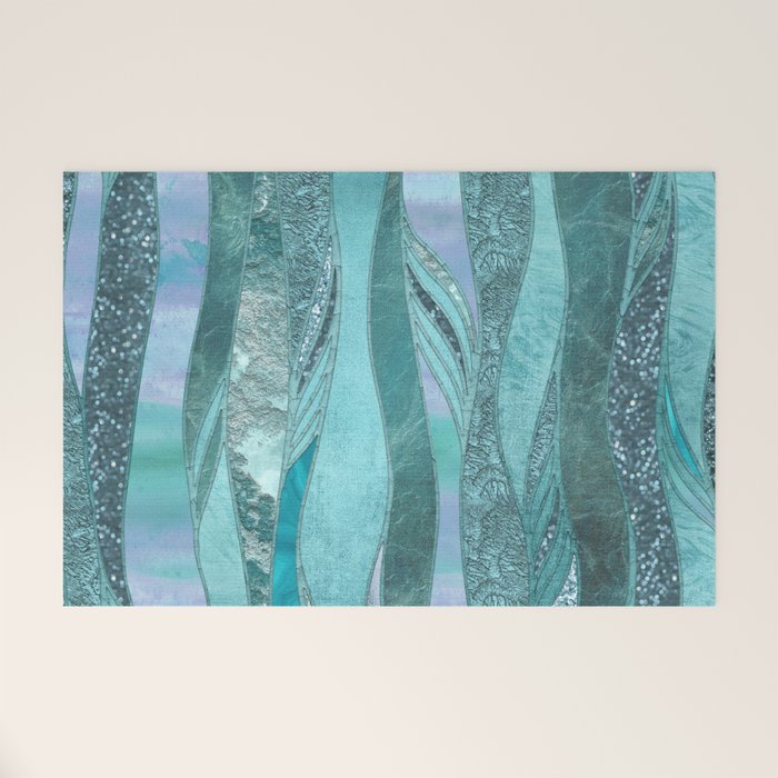 Precious Aqua And Turquoise Glamour Welcome Mat Gallery Image 1