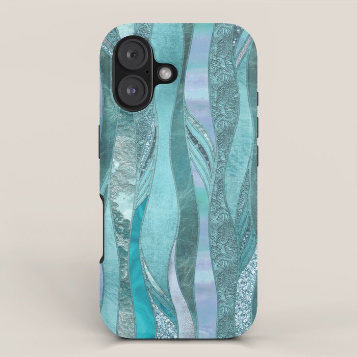Precious Aqua And Turquoise Glamour iPhone Case Gallery Image 1