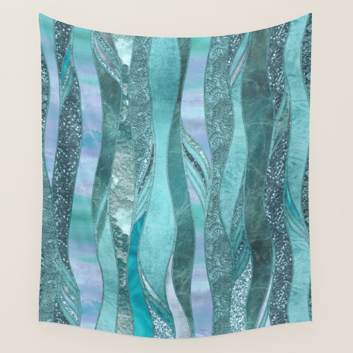 Precious Aqua And Turquoise Glamour Wall Tapestry Gallery Image 1