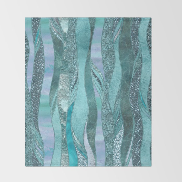 Precious Aqua And Turquoise Glamour Throw Blanket Gallery Image 2
