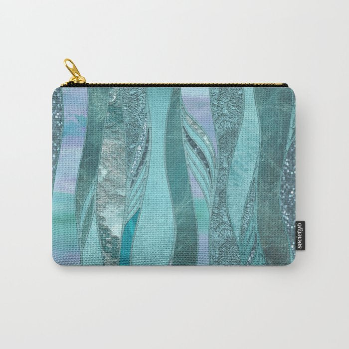 Precious Aqua And Turquoise Glamour Carry All Pouch Gallery Image 1