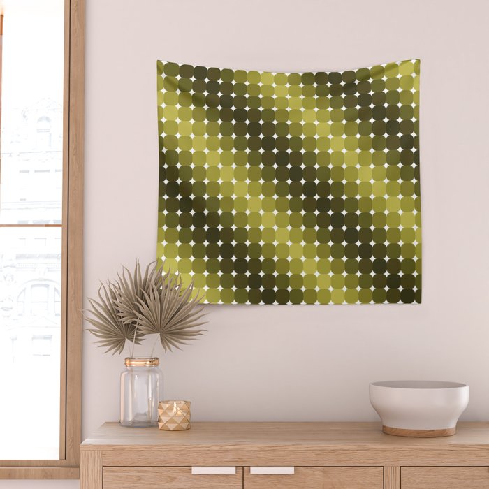 Retro Rounded Rectangle Gradient - Green Wall Tapestry Gallery Image 2