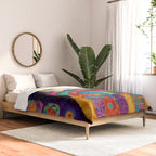Gustav Klimt Style Painting of Tabby Cat with Green Eyes Comforter Gallery Image 2