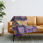 Gustav Klimt Style Painting of Tabby Cat with Green Eyes Throw Blanket Gallery Image 1