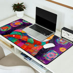 Gustav Klimt Style Painting of Tabby Cat with Green Eyes Desk Mat Gallery Image 2