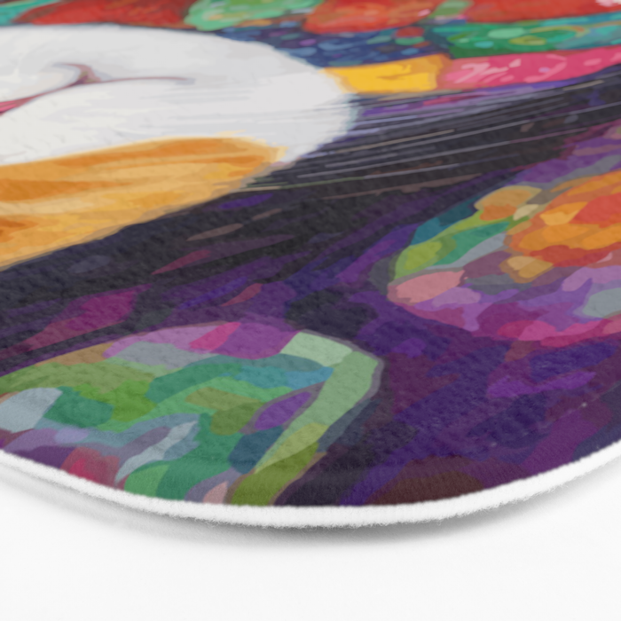 Gustav Klimt Style Painting of Tabby Cat with Green Eyes Bath Mat Gallery Image 3