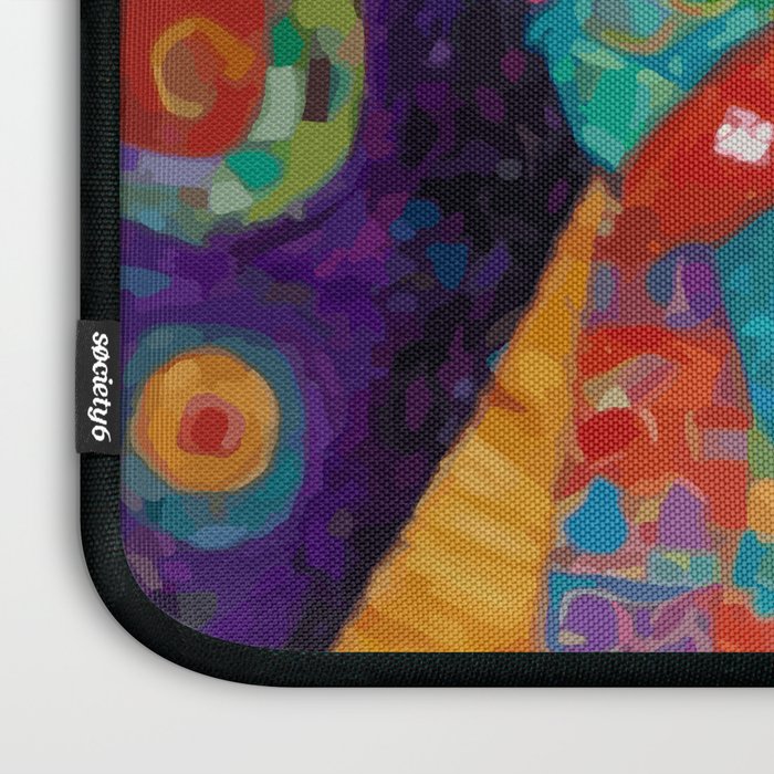 Gustav Klimt Style Painting of Tabby Cat with Green Eyes Laptop Sleeve Gallery Image 3