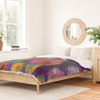 Gustav Klimt Style Painting of Tabby Cat with Green Eyes Duvet Cover Gallery Image 2