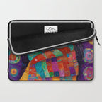 Gustav Klimt Style Painting of Tabby Cat with Green Eyes Laptop Sleeve Gallery Image 2