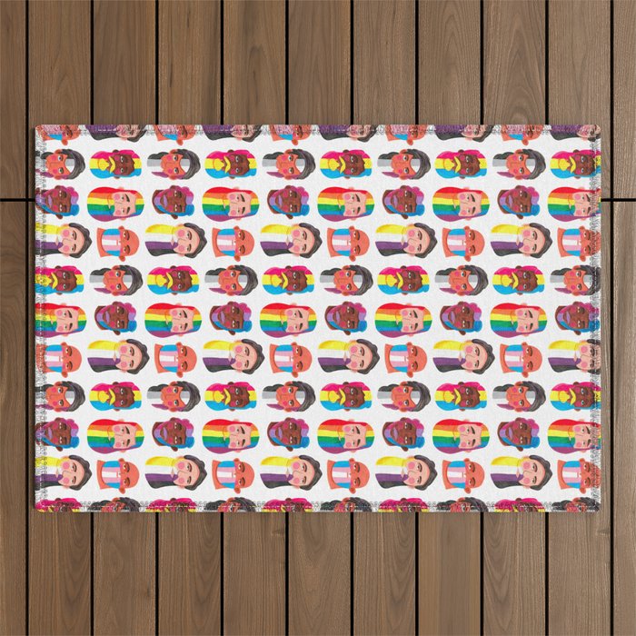 Gay pride rainbow gender flags beard men Outdoor Rug Gallery Image 1