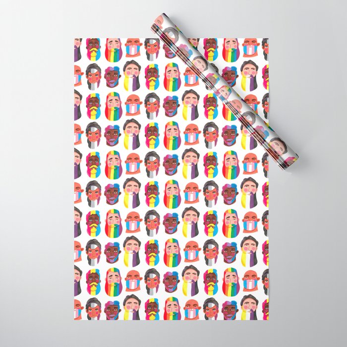 Gay pride rainbow gender flags beard men Wrapping Paper Gallery Image 1