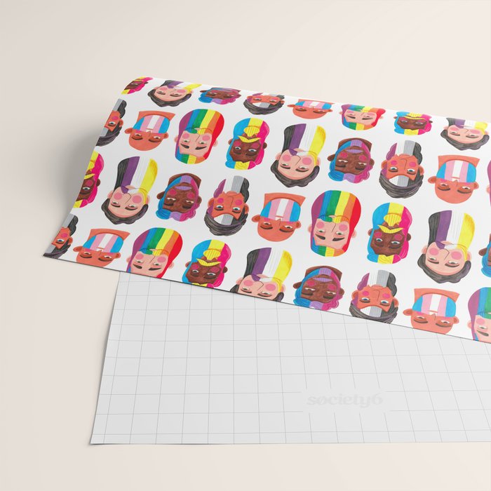 Gay pride rainbow gender flags beard men Wrapping Paper Gallery Image 2