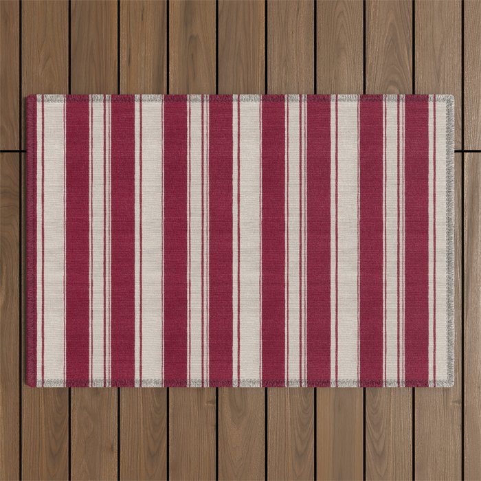 Timeless Crimson Heritage Stripes Outdoor Rug Gallery Image 1