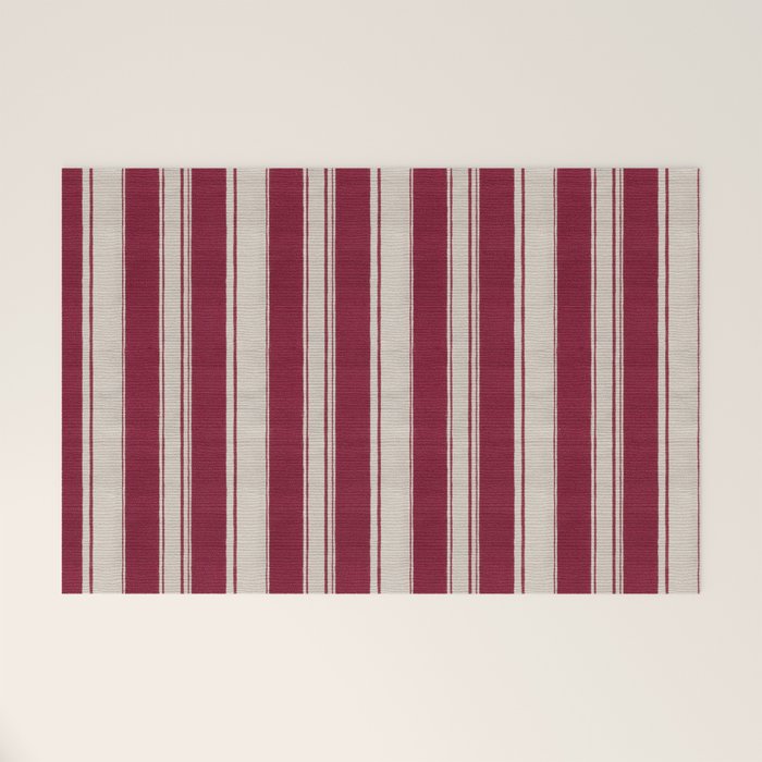 Timeless Crimson Heritage Stripes Welcome Mat Gallery Image 1