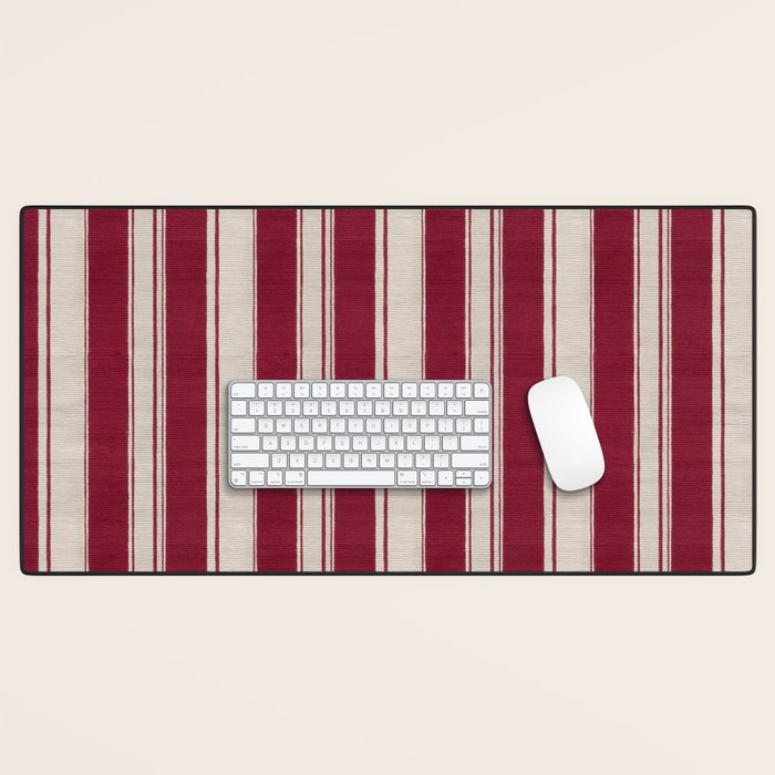 Timeless Crimson Heritage Stripes Desk Mat Gallery Image 1