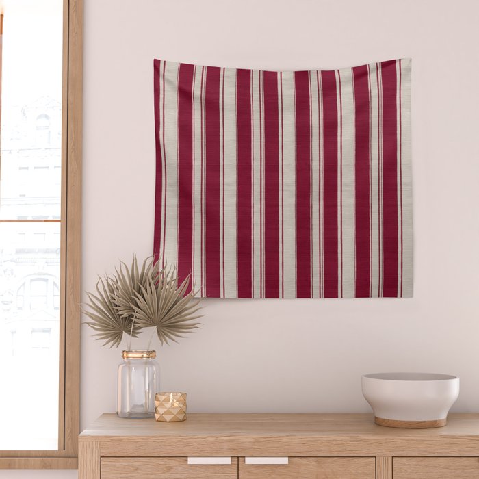 Timeless Crimson Heritage Stripes Wall Tapestry Gallery Image 2