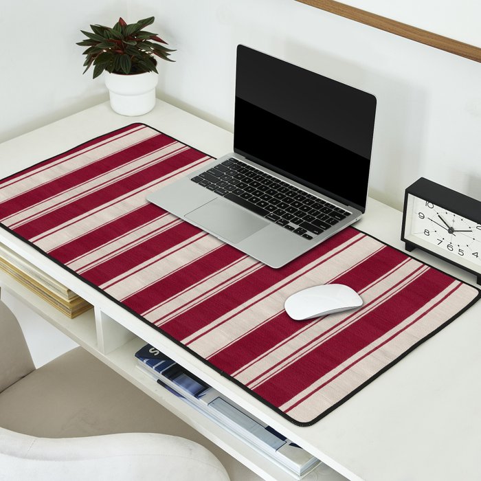 Timeless Crimson Heritage Stripes Desk Mat Gallery Image 2