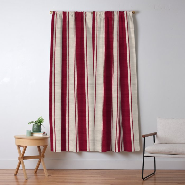 Timeless Crimson Heritage Stripes Window Curtain Gallery Image 5